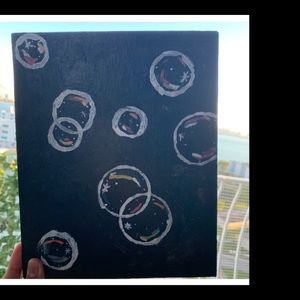 A black canvas, white bubble painting🧚🏻‍♀️